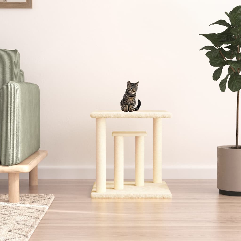 vidaXL Postes arranhadores para gatos com plataformas 50 cm cor creme