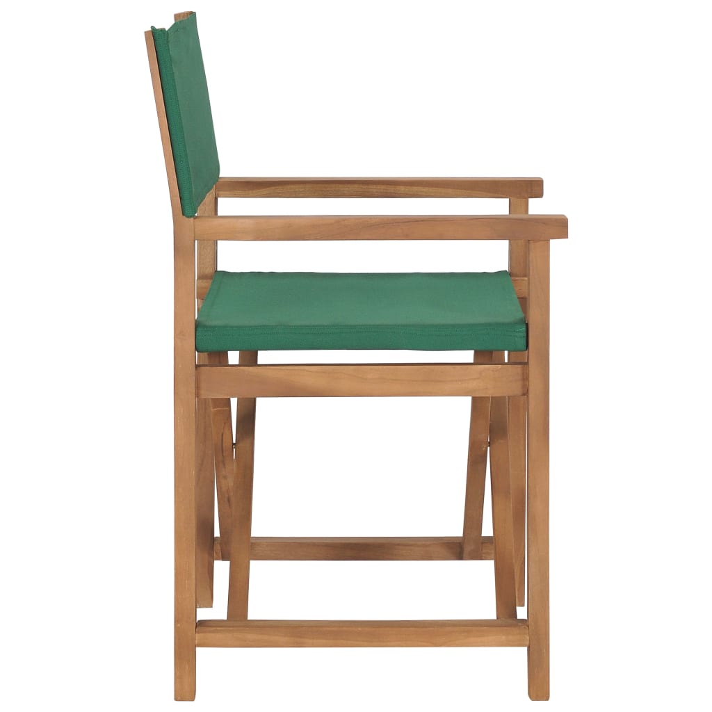 vidaXL Cadeira de realizador em madeira de teca maciça verde