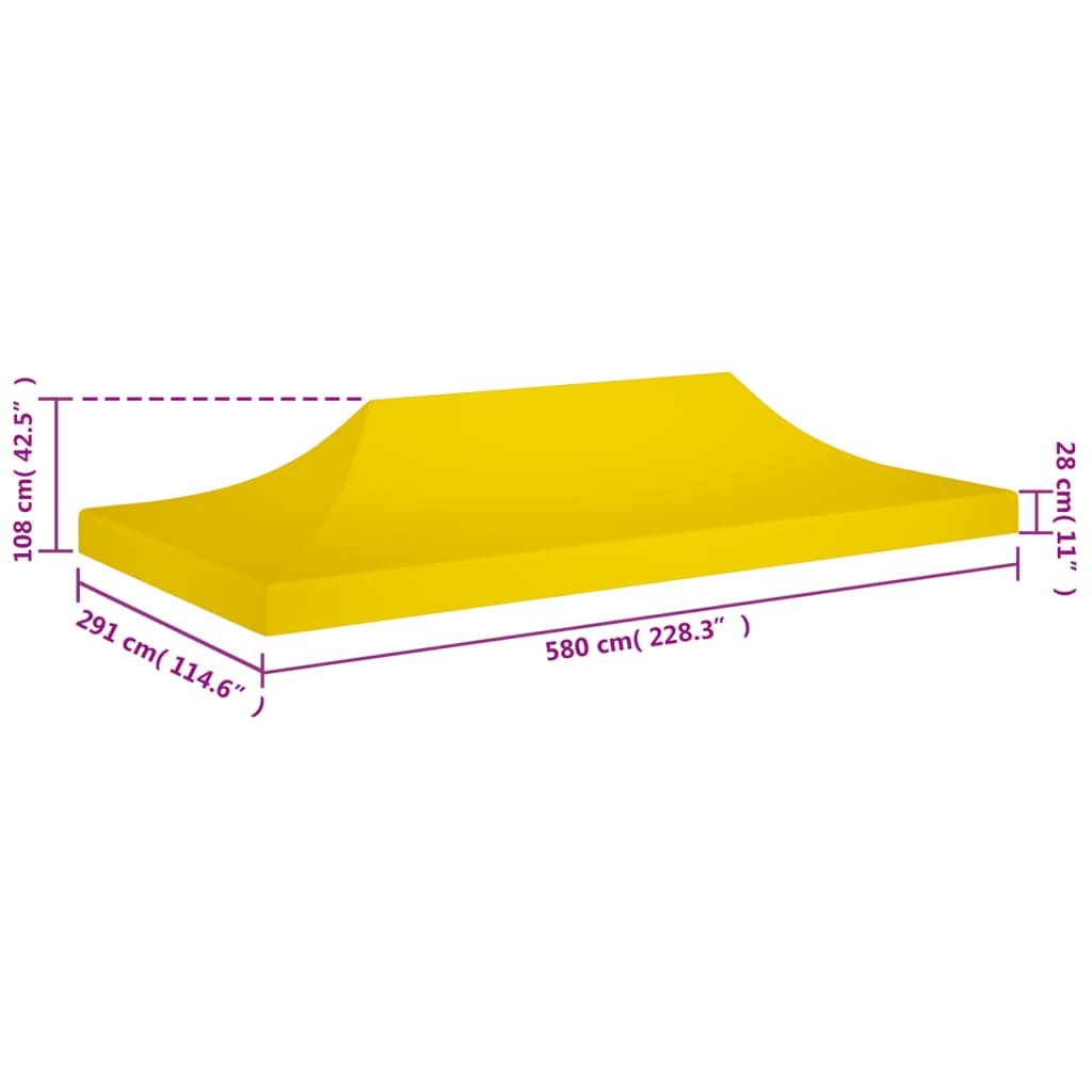 vidaXL Teto para tenda de festas 6x3 m 270 g/m² amarelo