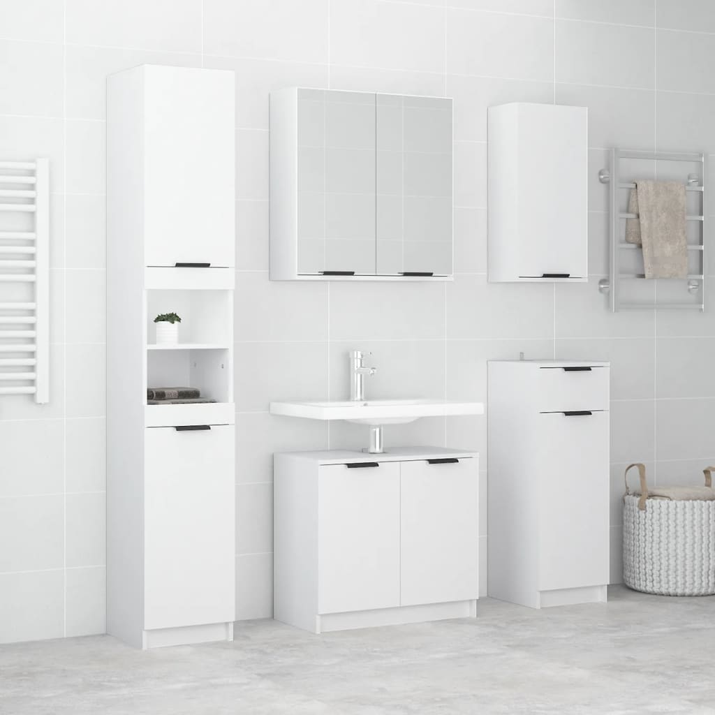 vidaXL 5pcs conj. armários de casa de banho madeira processada branco