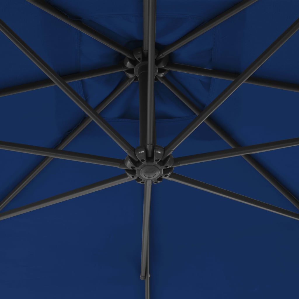 vidaXL Guarda-sol cantilever com poste de aço 300 cm azul-ciano