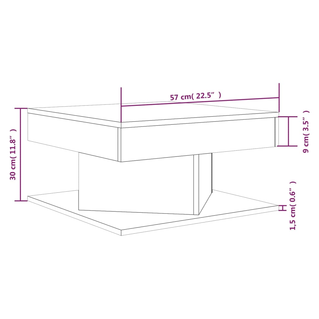 vidaXL Mesa de centro 57x57x30 cm derivados de madeira carvalho fumado