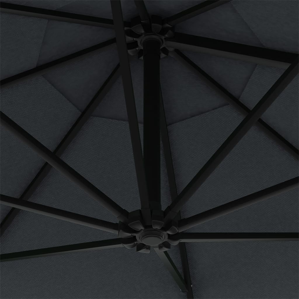 vidaXL Guarda-sol de parede com mastro de metal 300 cm antracite