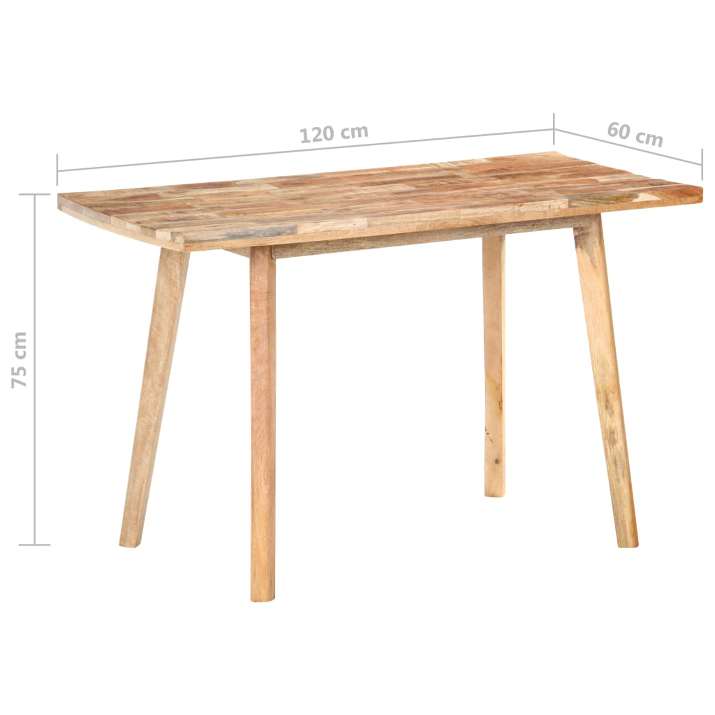 vidaXL Mesa de jantar 120x60x75 cm madeira de mangueira áspera