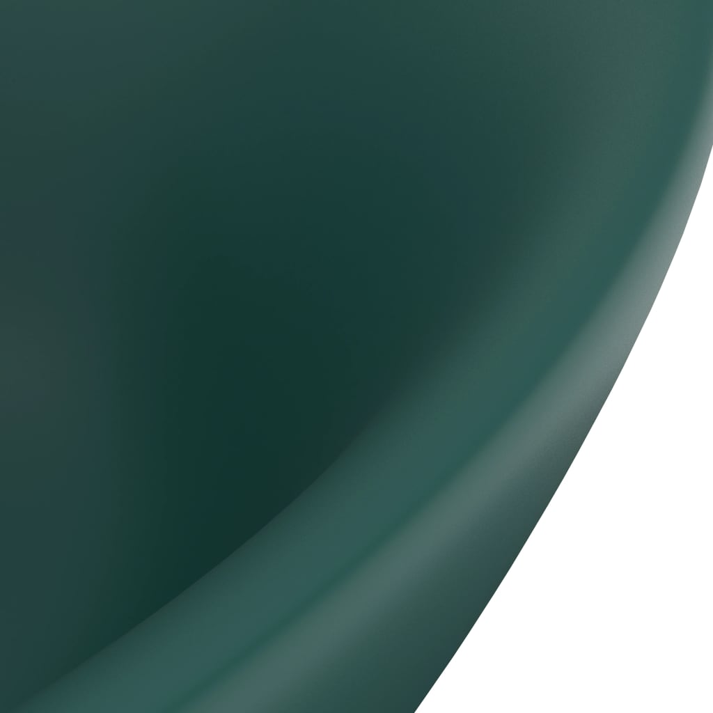 vidaXL Lavatório luxuoso oval 58,5x39 cm cerâmica verde-escuro mate