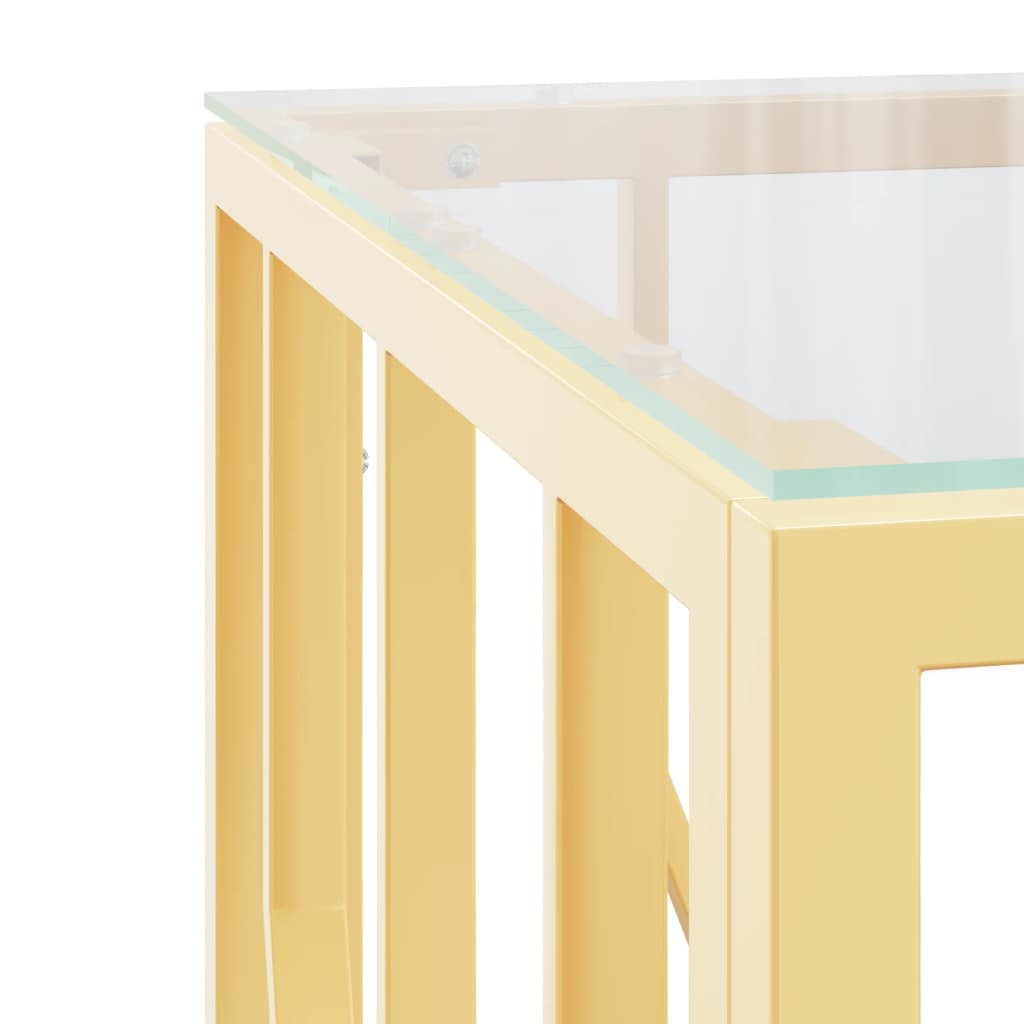vidaXL Mesa de centro 50x50x50 cm aço inoxidável e vidro dourado