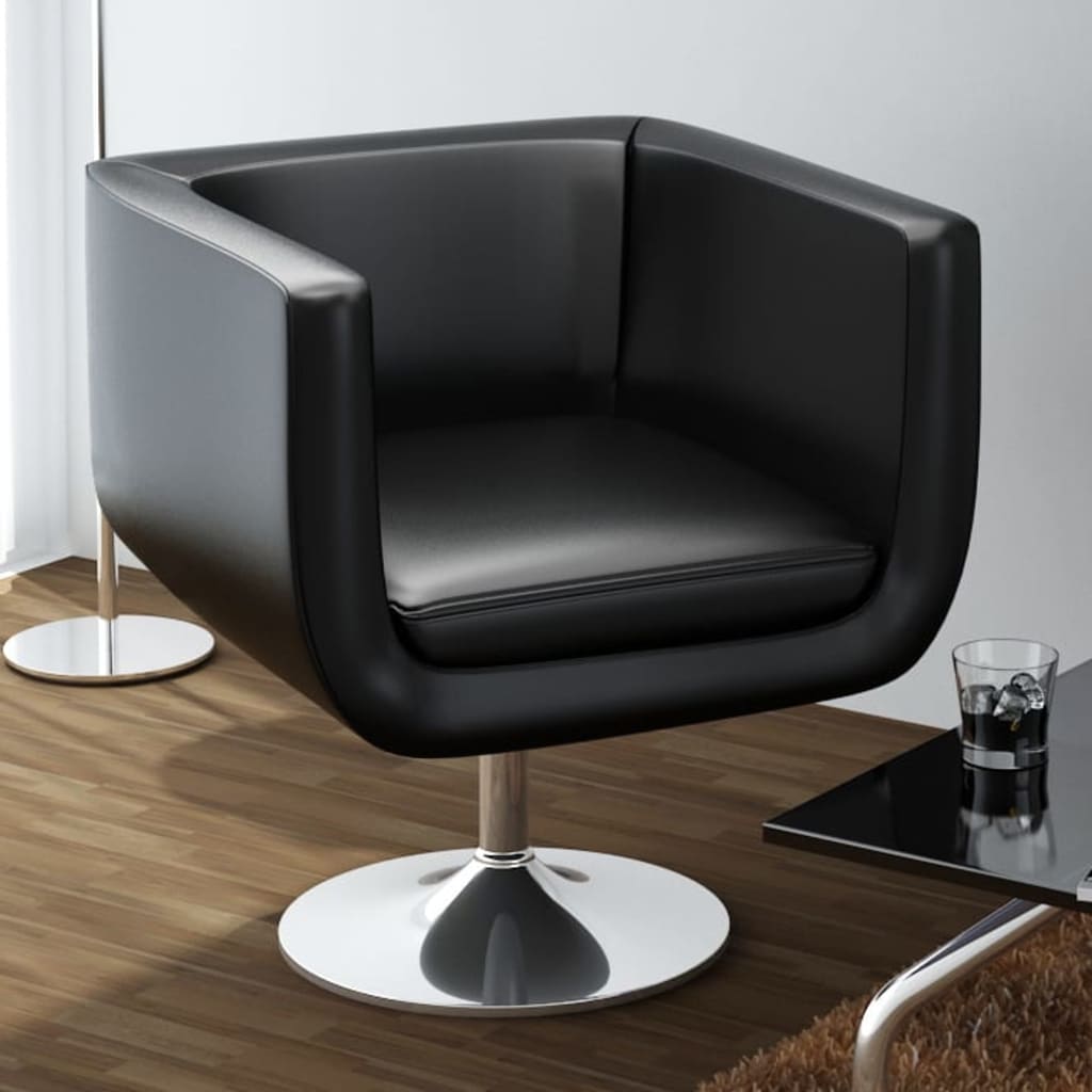 vidaXL Cadeira de bar em couro artificial preto