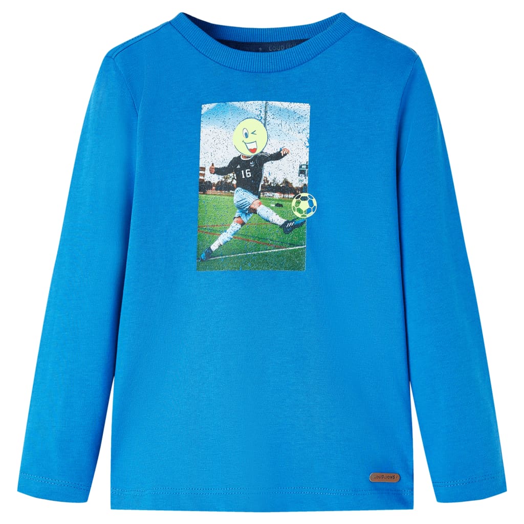 T-shirt de manga comprida para criança azul-cobalto 92