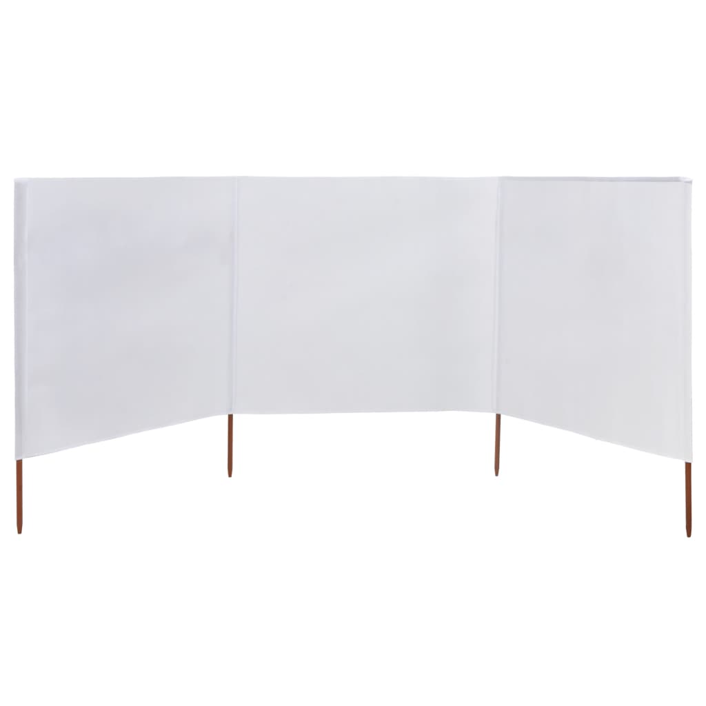 vidaXL Para-vento com 3 painéis em tecido 400x160 cm cor areia branco