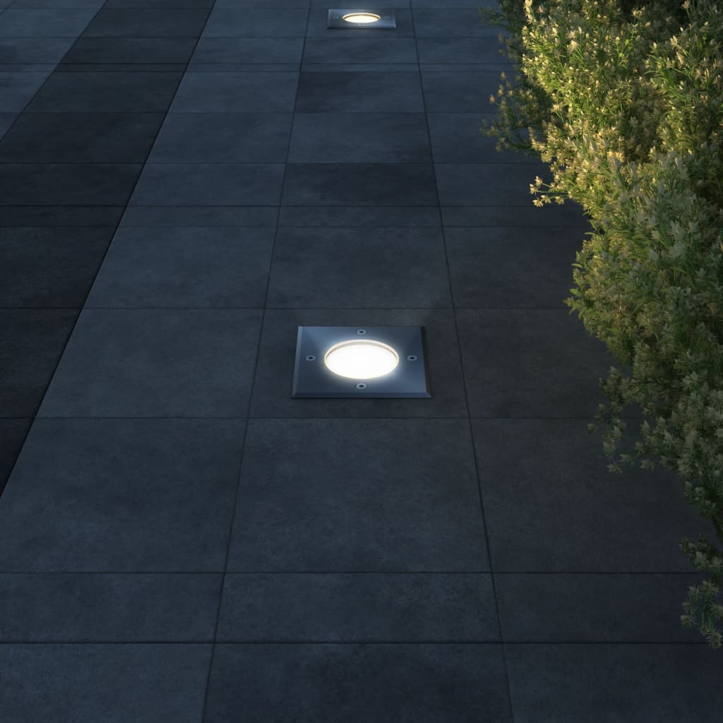 vidaXL Iluminação de chão para exterior 3 pcs quadrado
