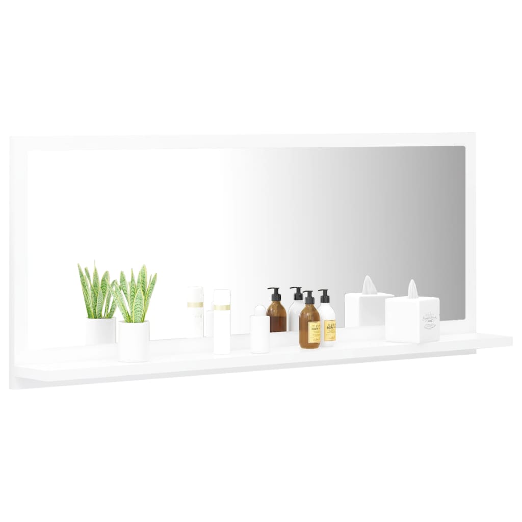 vidaXL Espelho de casa de banho 90x10,5x37cm contrap. branco brilhante