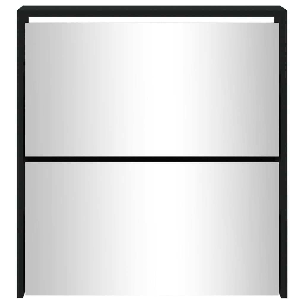 vidaXL Sapateira com espelho de 2 divisórias 63x17x67cm preto