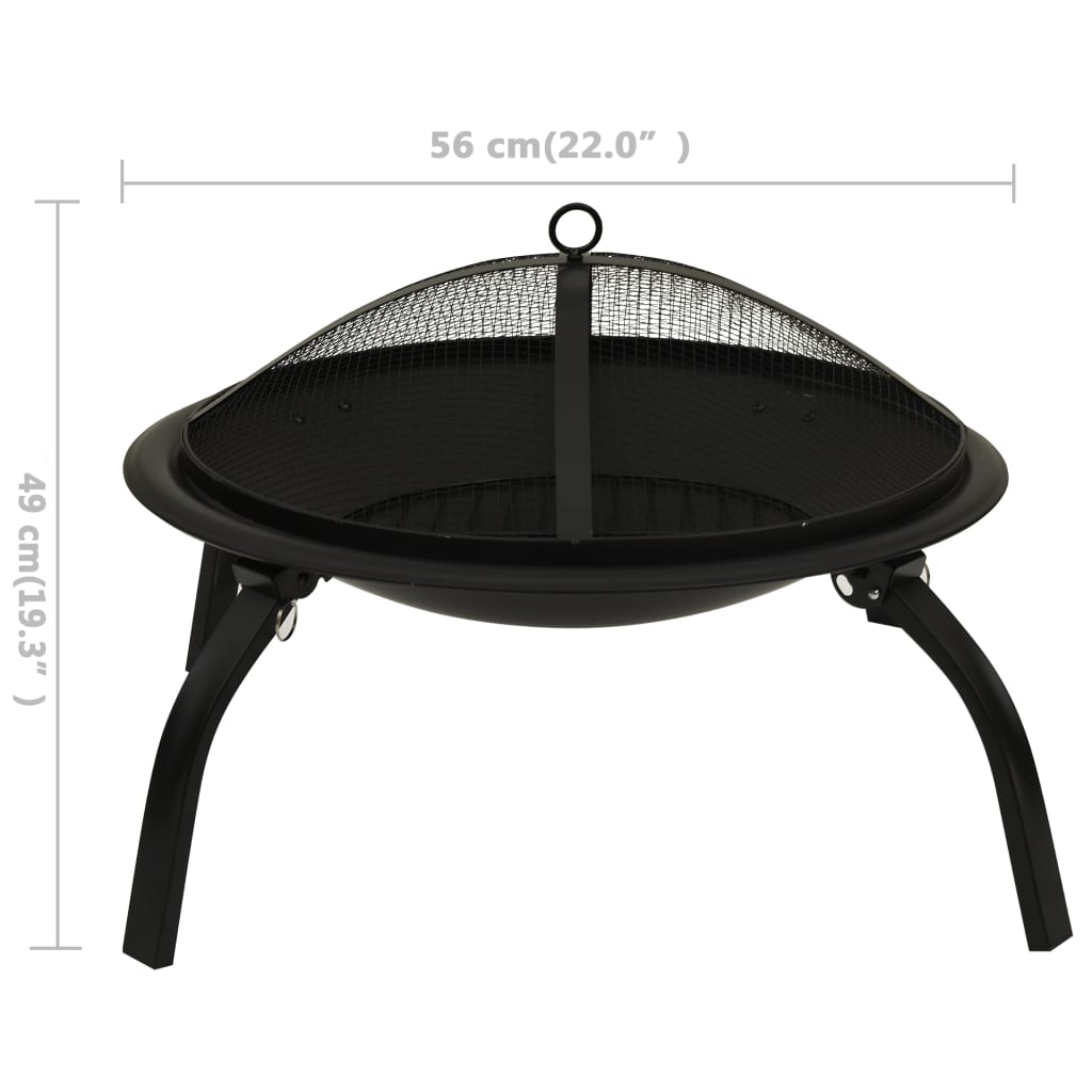 vidaXL Braseira e barbecue 2-em-1 com atiçador 56x56x49 cm aço