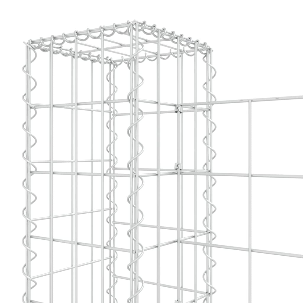 vidaXL Cesto gabião em forma de U c/ 2 postes 140x20x100 cm ferro