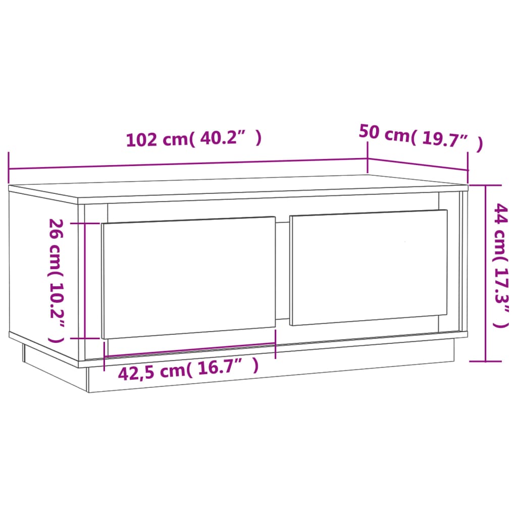 vidaXL Mesa de centro 102x50x44 cm derivados de madeira branco