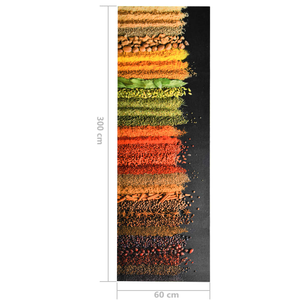 vidaXL Tapete de cozinha lavável com design Spice 60x300 cm