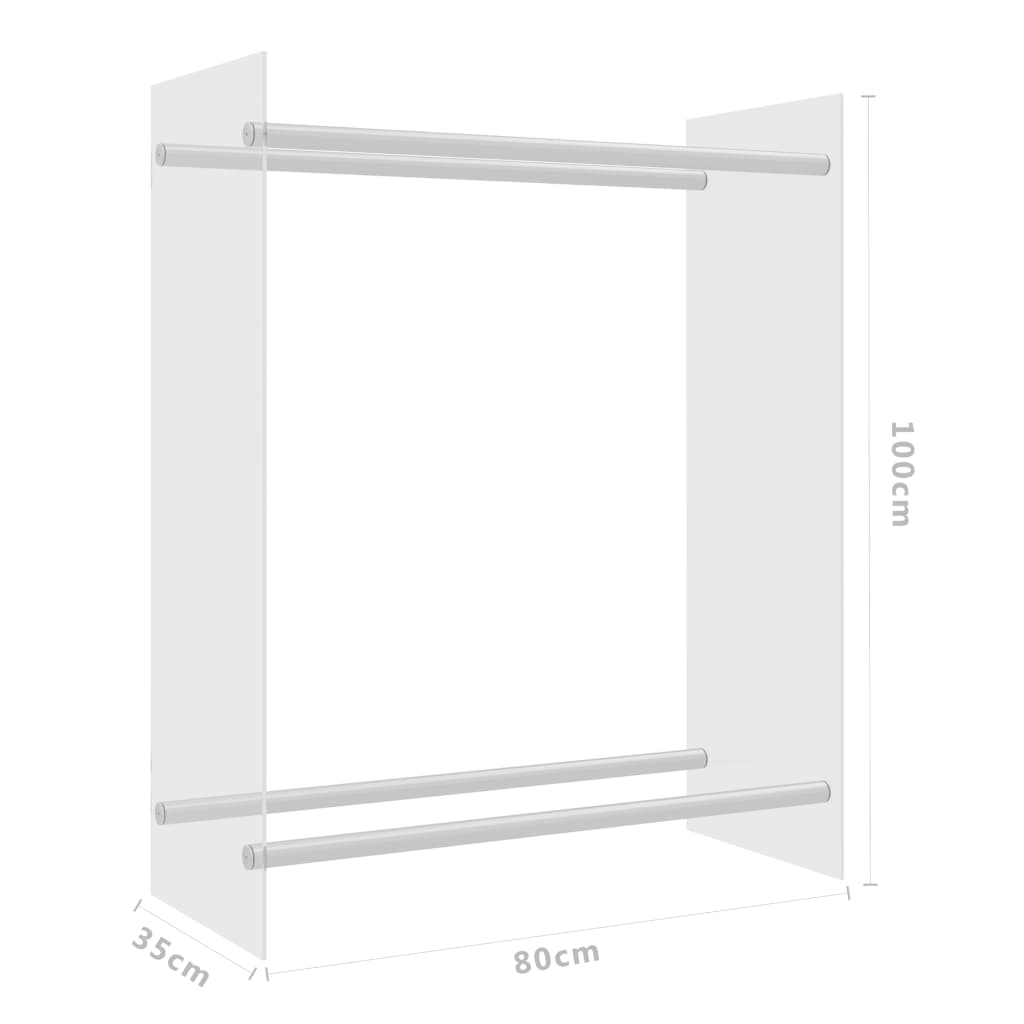 vidaXL Suporte para lenha 80x35x100 cm vidro temperado transparente