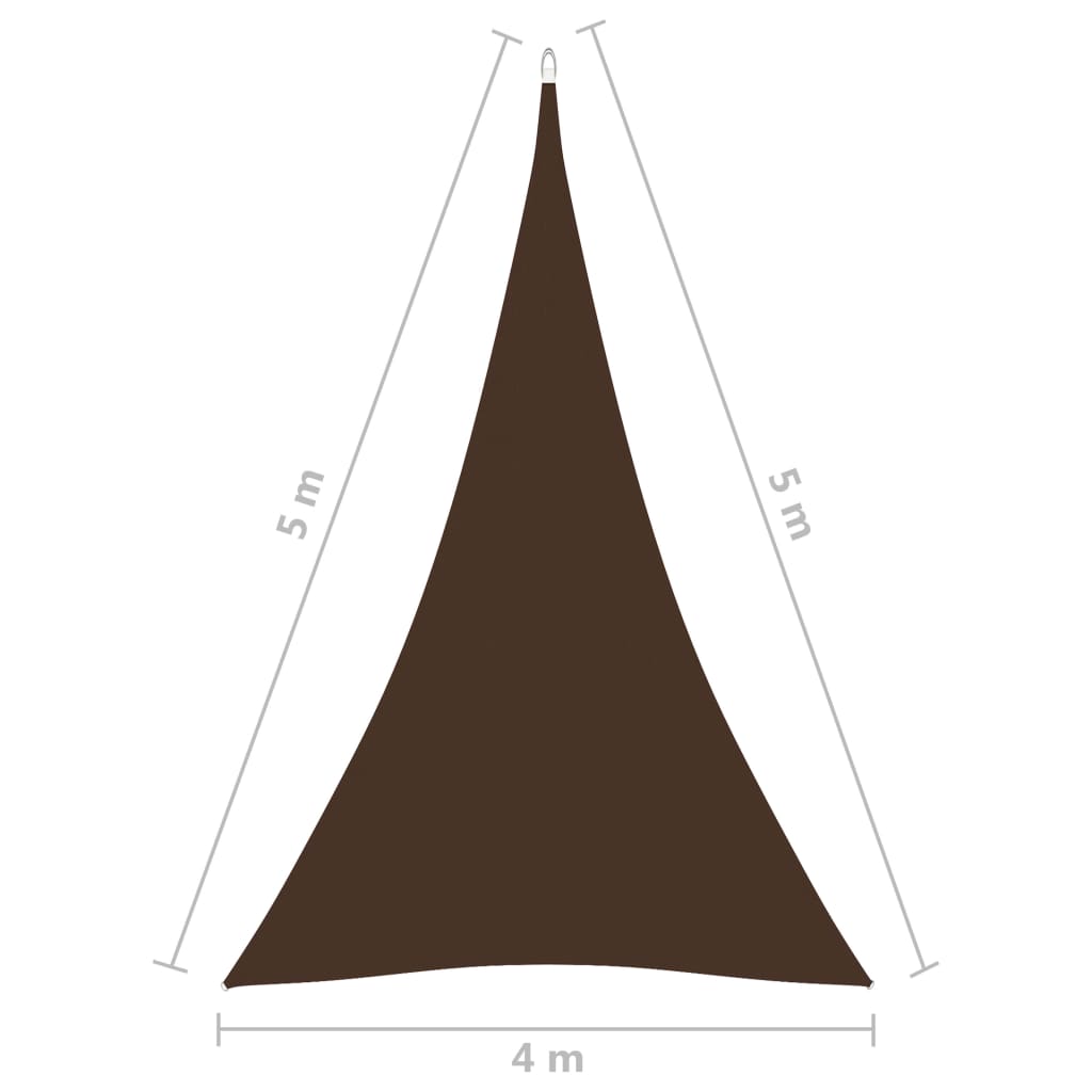 vidaXL Para-sol estilo vela tecido oxford triangular 4x5x5 m castanho
