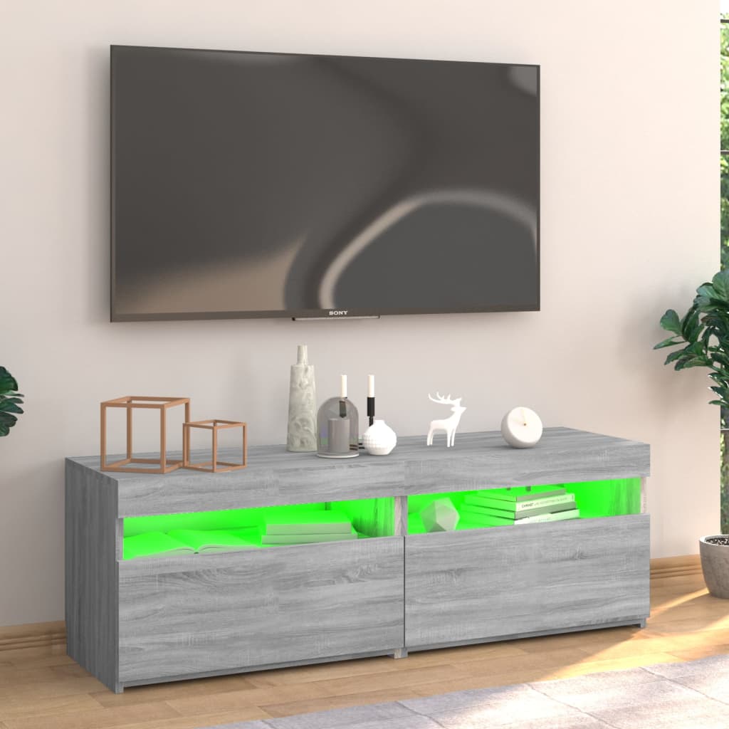 vidaXL Móvel de TV com luzes LED 120x35x40 cm cinzento sonoma