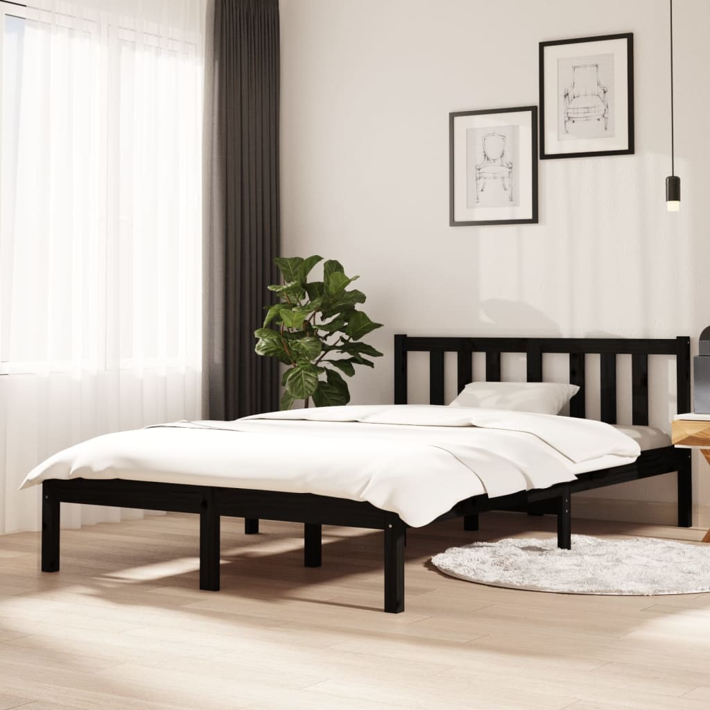 vidaXL Estrutura de cama 120x200 cm madeira maciça preto