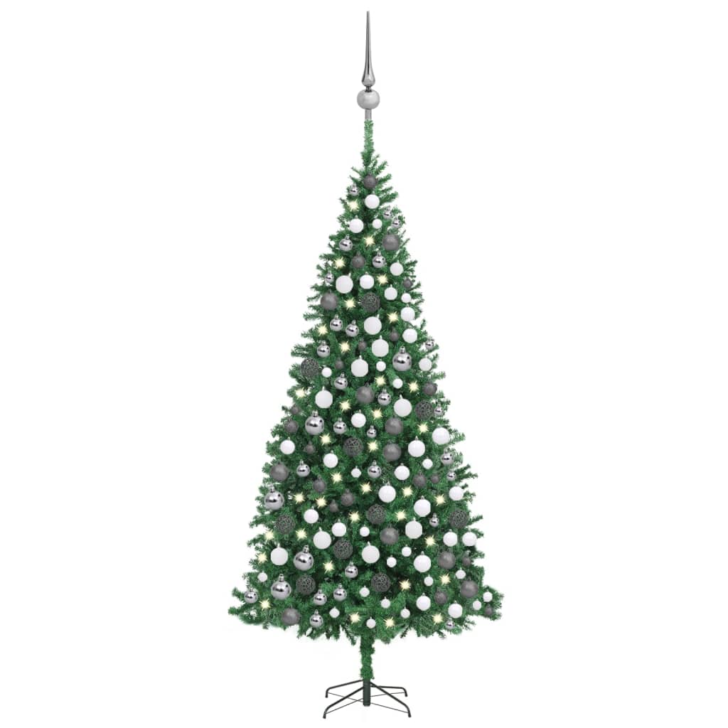 vidaXL Árvore Natal artificial pré-iluminada c/ bolas/LEDs 300cm verde