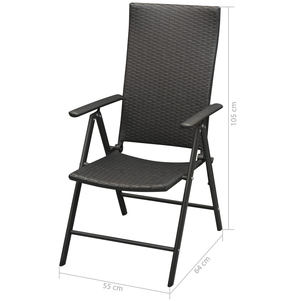 vidaXL Cadeiras de jardim empilháveis 2 pcs c/ almofadões vime preto