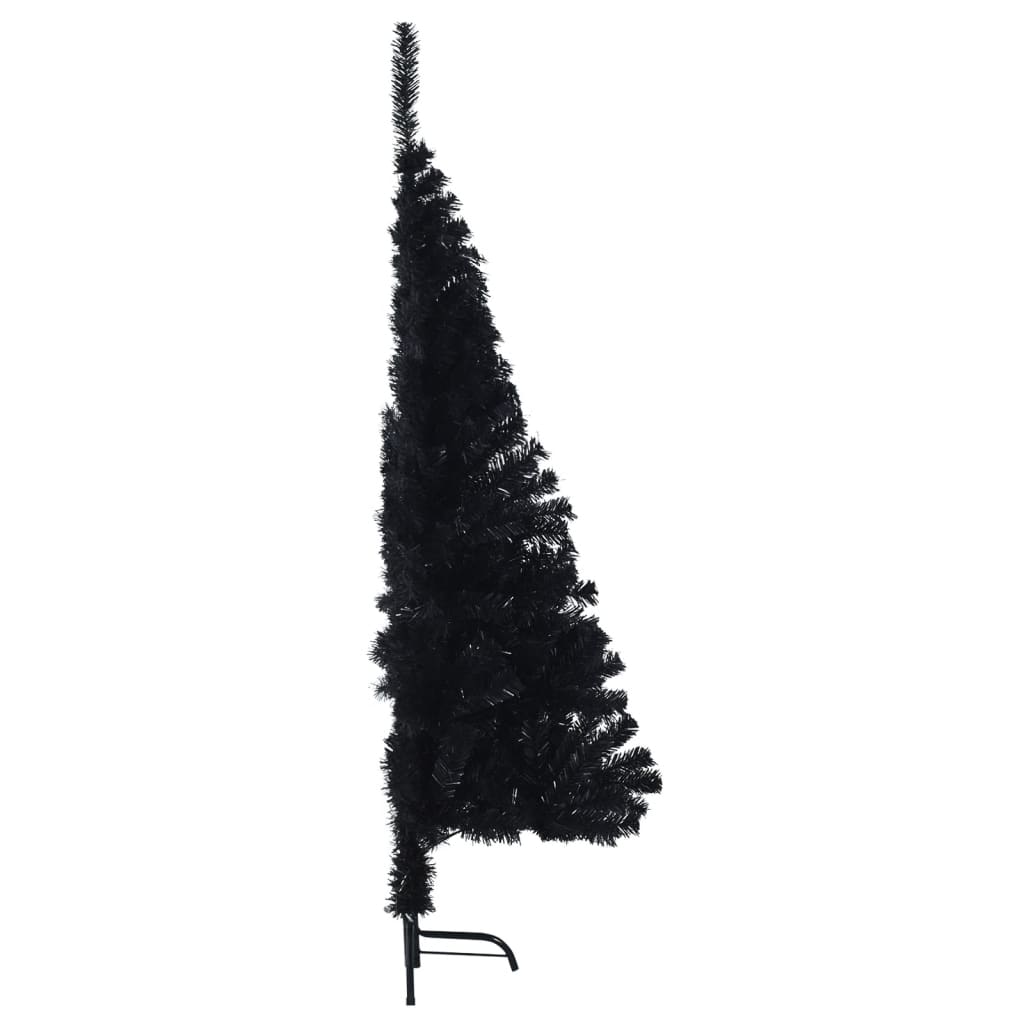 vidaXL Meia árvore de Natal artificial com suporte 150 cm PVC preto