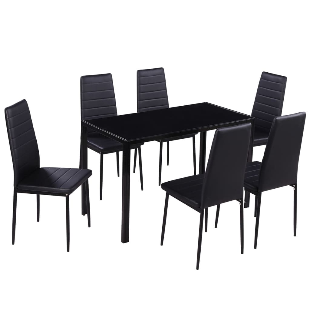 vidaXL Conjunto mesa de jantar 7 pcs preto
