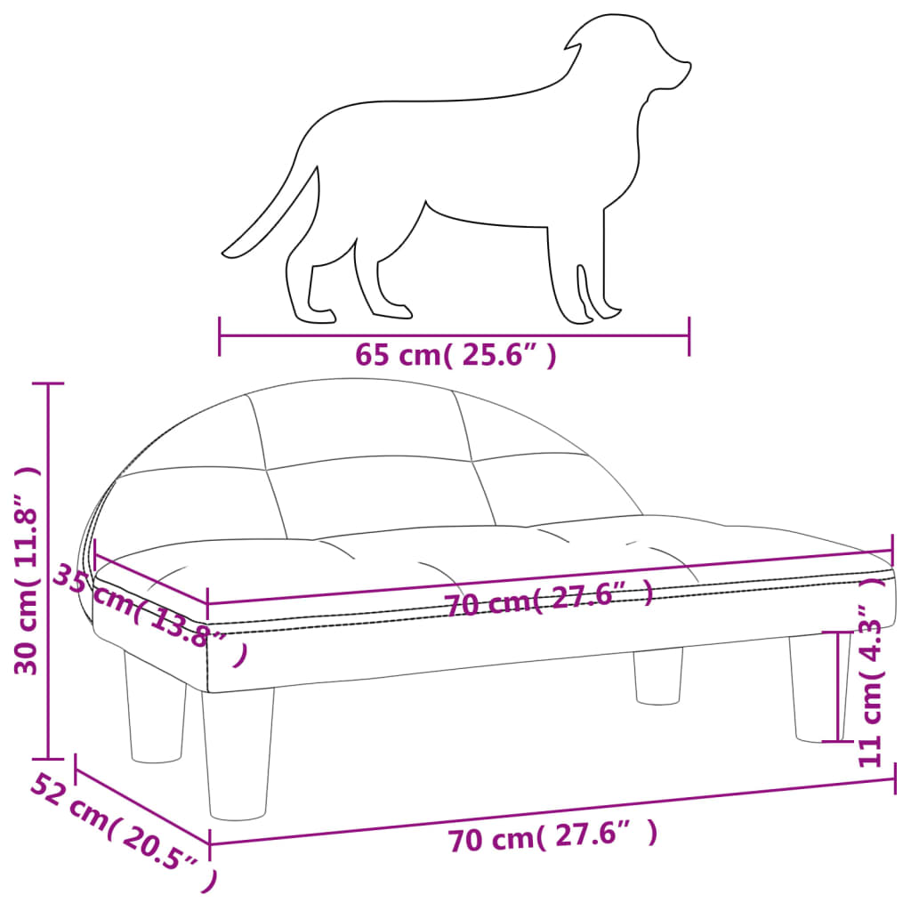 vidaXL Cama para cães 70x52x30 cm veludo castanho
