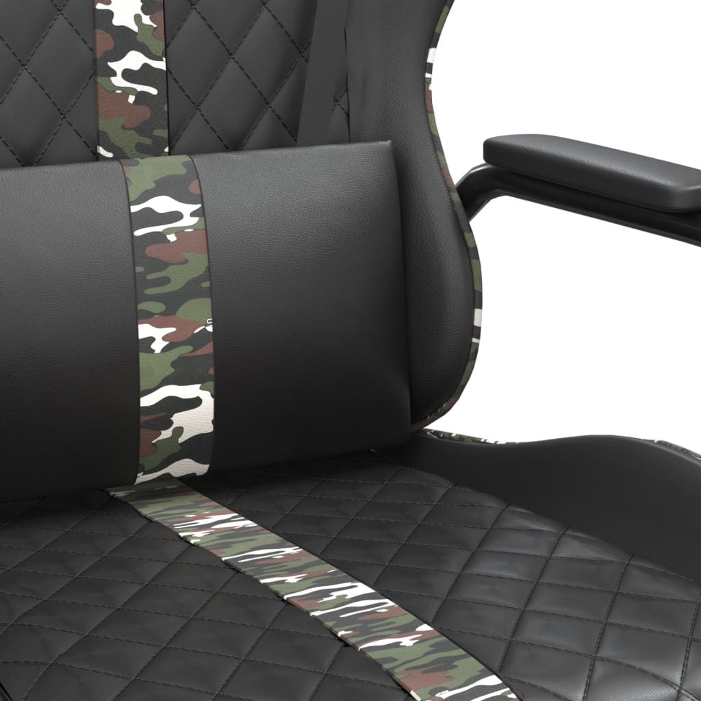 vidaXL Cadeira gaming couro artificial preto e camuflado