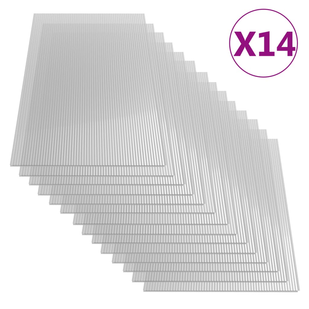 vidaXL Placas de policarbonato 14 pcs 4 mm 121x60 cm