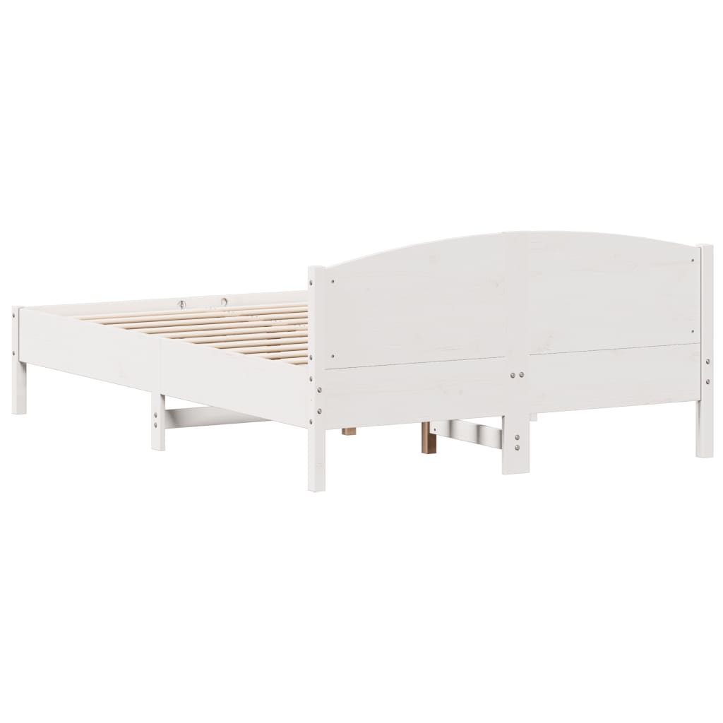 vidaXL Estrutura de cama c/ cabeceira 150x200 cm pinho maciço branco