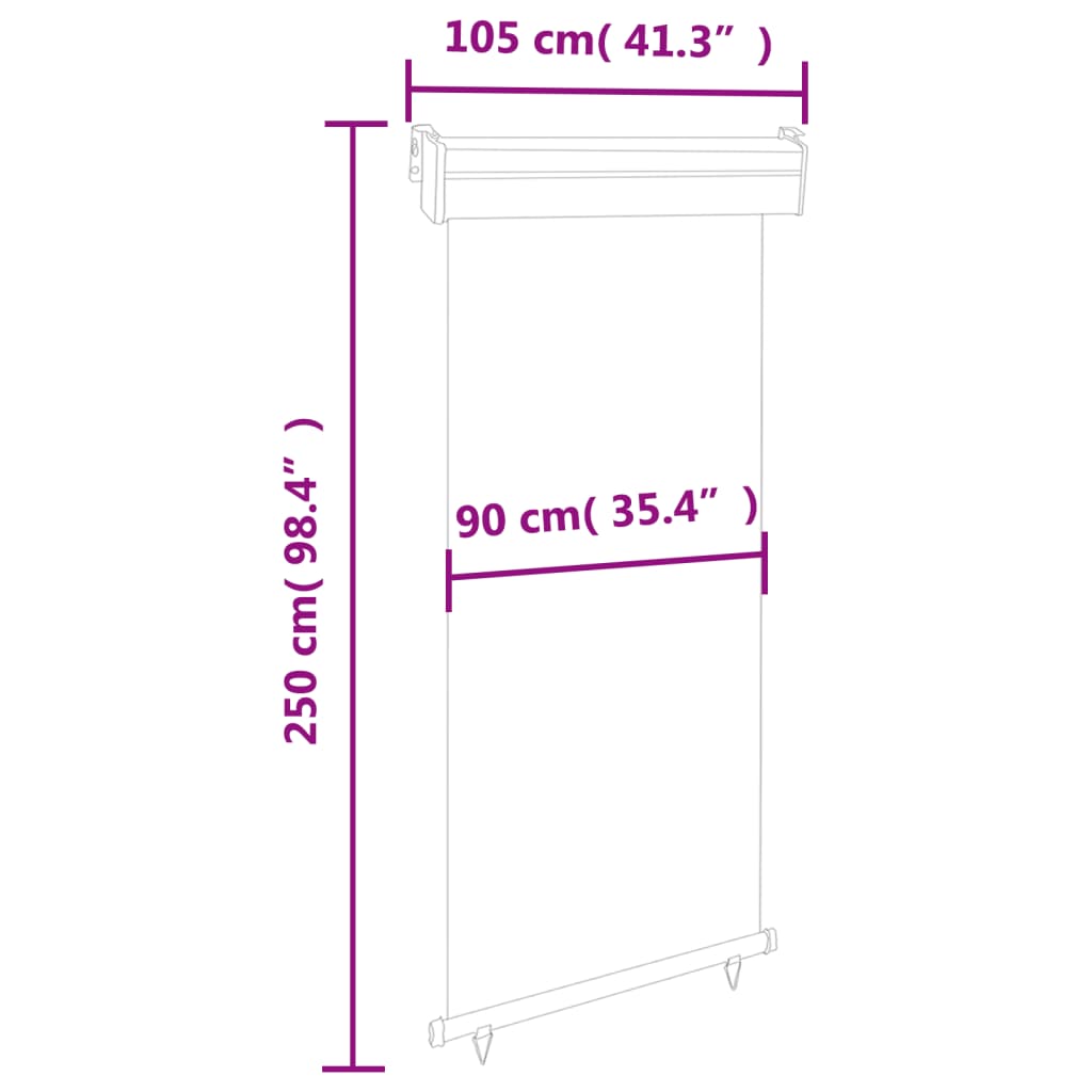 vidaXL Toldo lateral para varanda 100x250 cm castanho