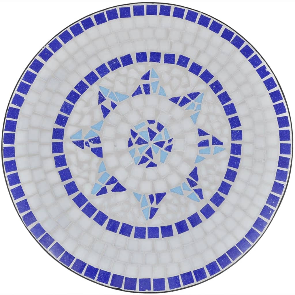 vidaXL Conjunto bistrô azulejos de cerâmica 3 pcs azul e branco