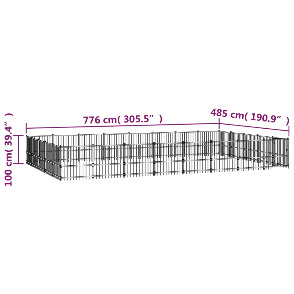 vidaXL Canil de exterior 37,64 m² aço