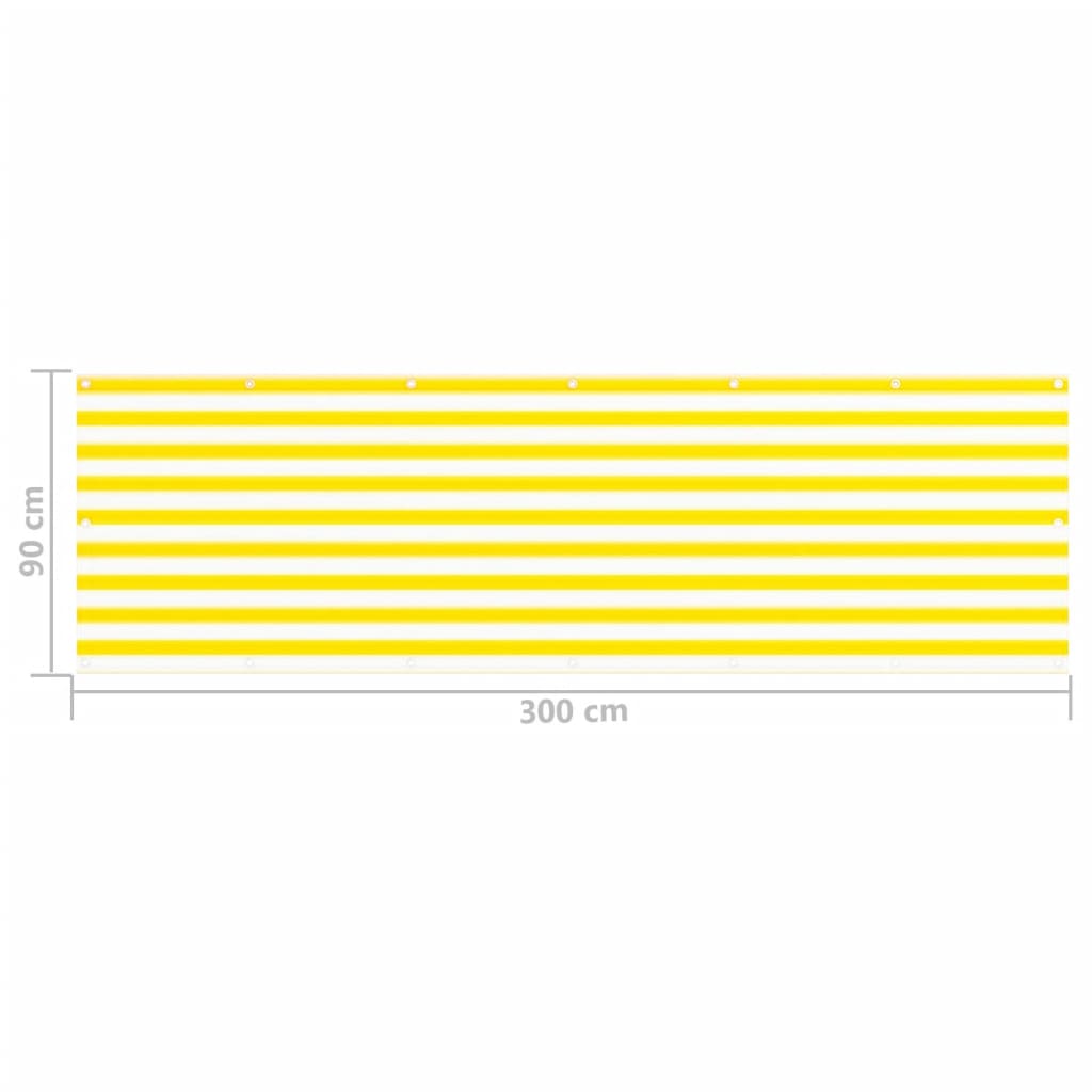 vidaXL Tela de varanda 90x300 cm PEAD amarelo e branco