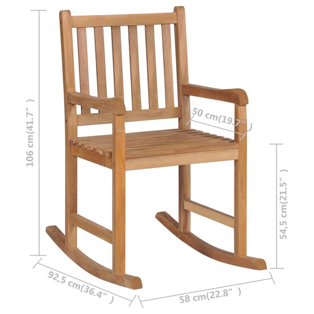 vidaXL Cadeira de baloiço madeira teca maciça