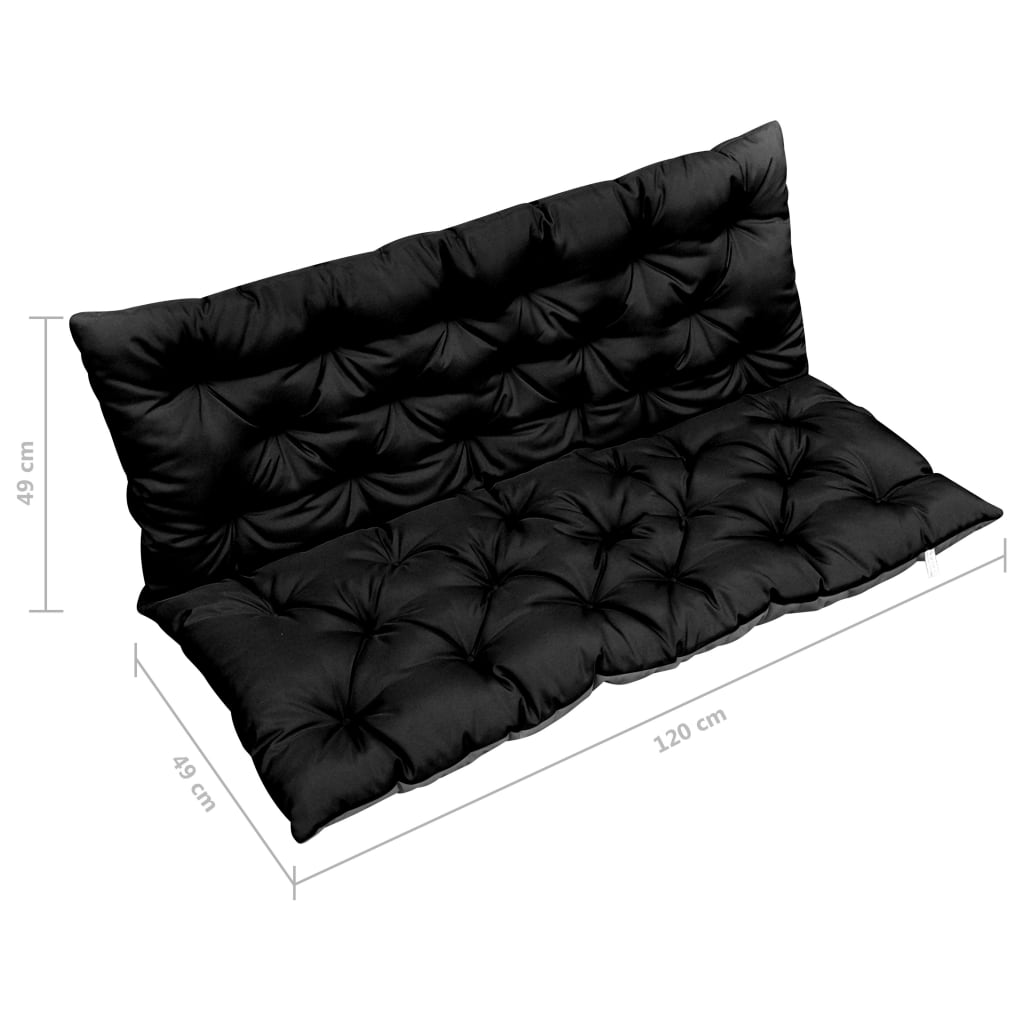 vidaXL Almofadão p/ cadeira de baloiço 120 cm tecido preto e cinzento
