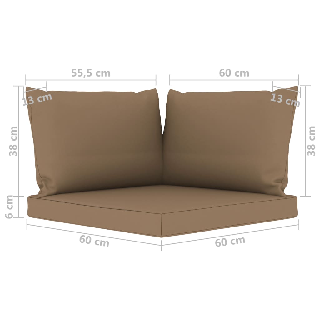 vidaXL Almofadões para sofás de paletes 3 pcs tecido cinza-acastanhado