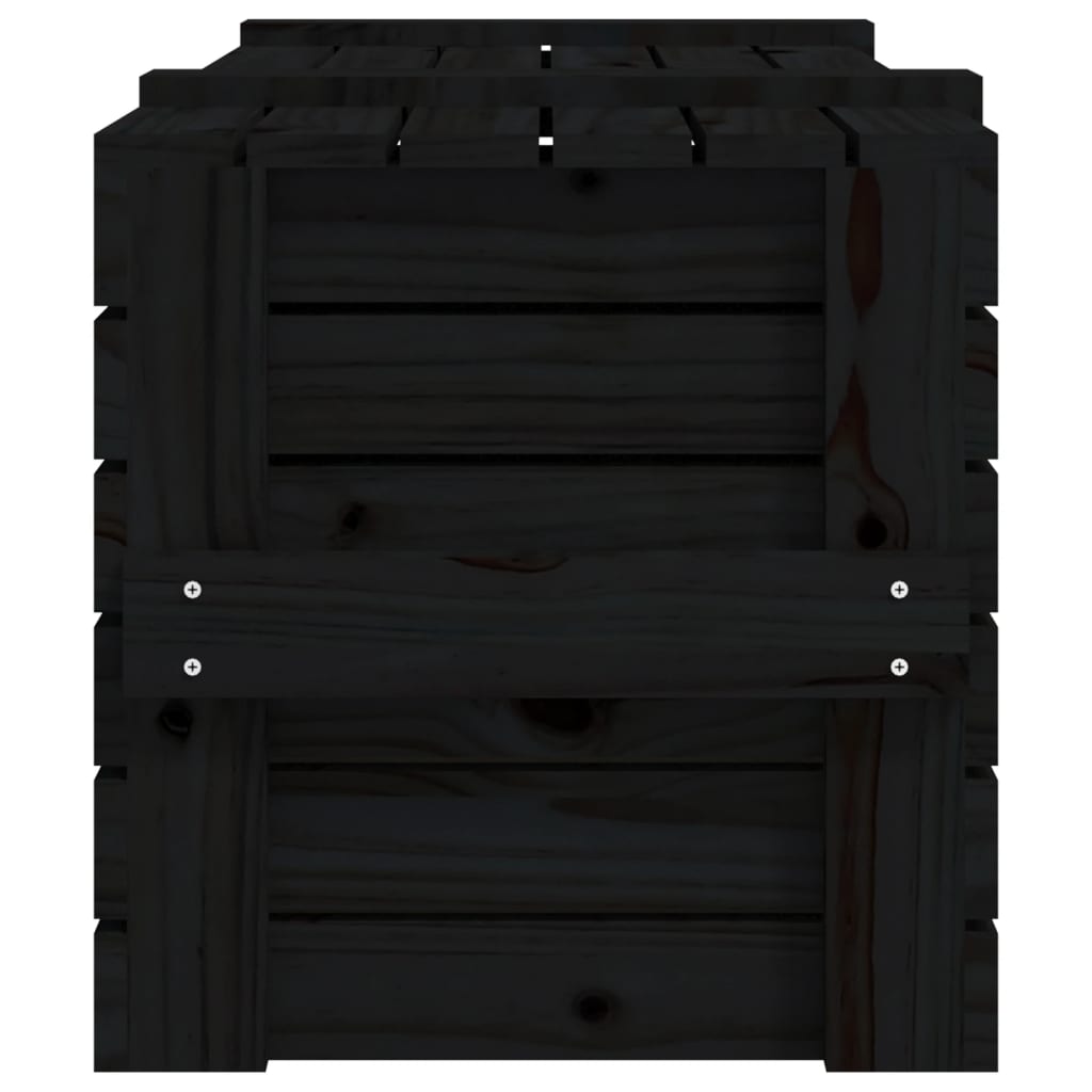 vidaXL Caixa de arrumação 91x40,5x42 cm madeira de pinho maciça preto