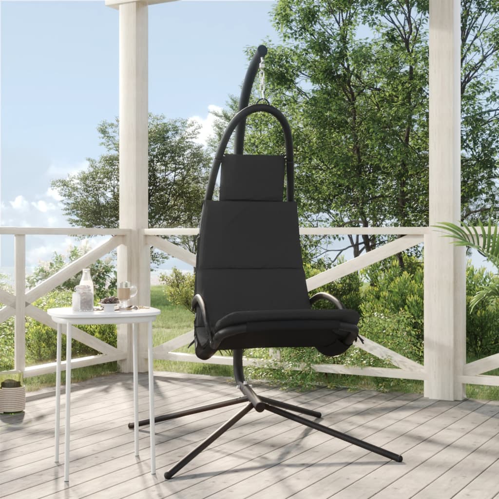 vidaXL Cadeira baloiço p/ jardim c/ almofadão tecido /aço cinza-escuro