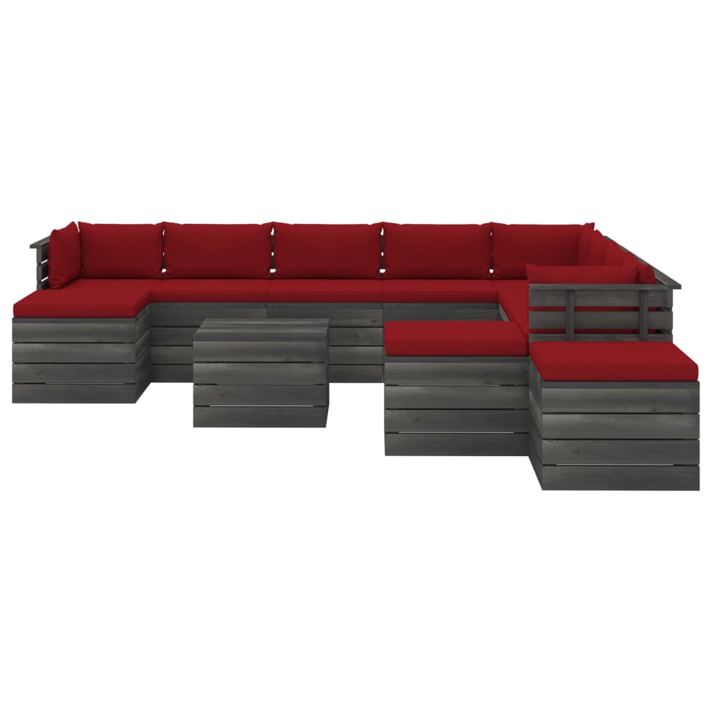 vidaXL 12 pcs conjunto lounge de paletes com almofadões pinho maciço