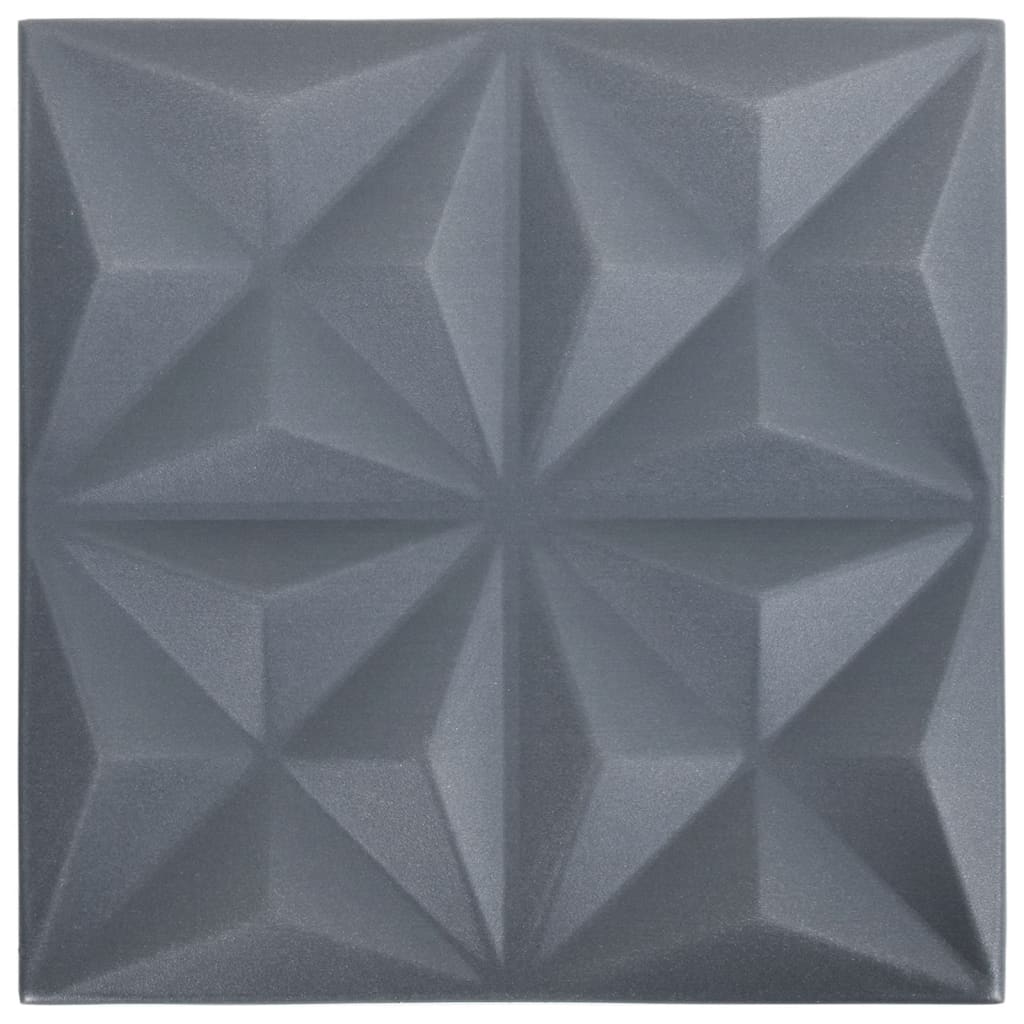 vidaXL Painéis de parede 3D 12 pcs 50x50 cm 3 m² origami cinza