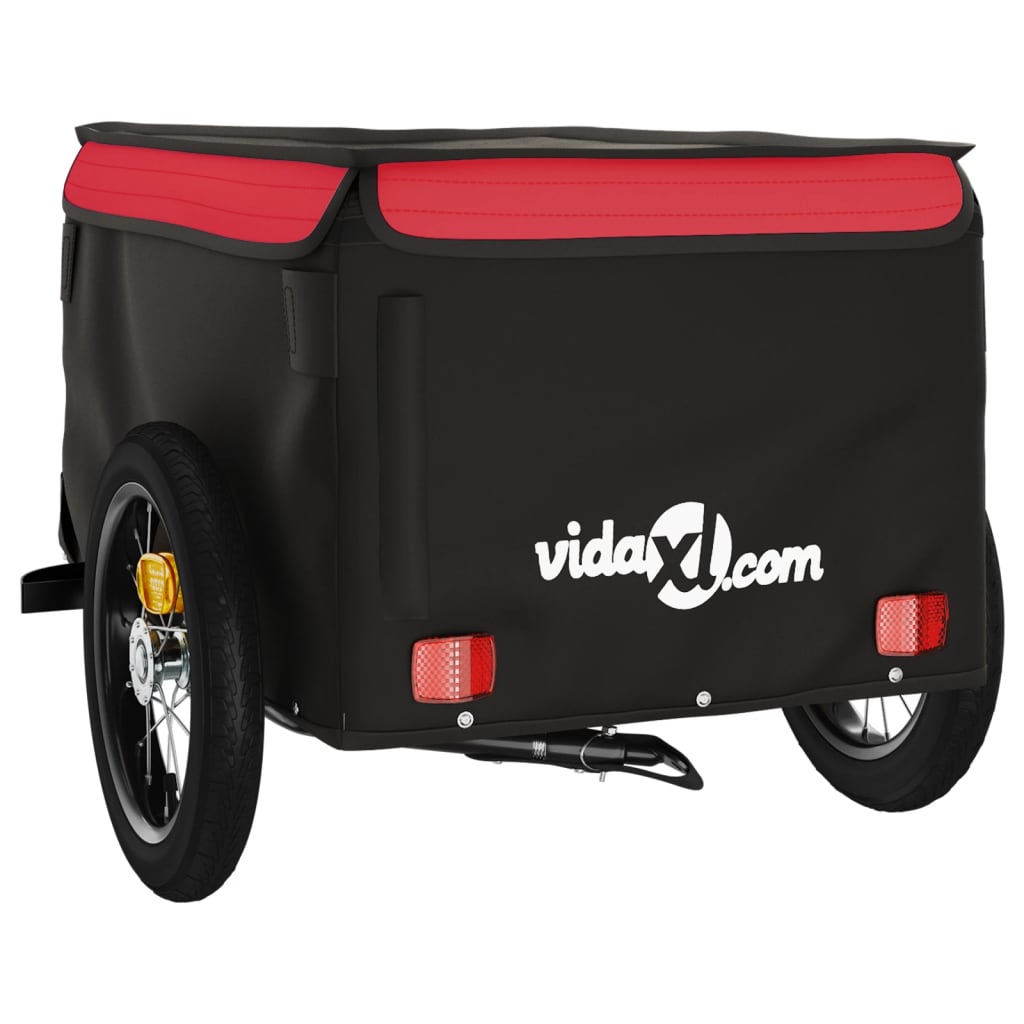 vidaXL Reboque para bicicleta 30 kg ferro preto e vermelho