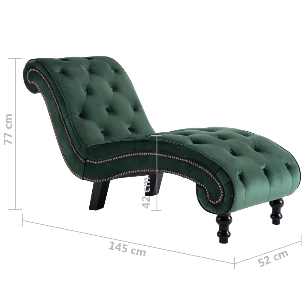 vidaXL Chaise longue em veludo verde