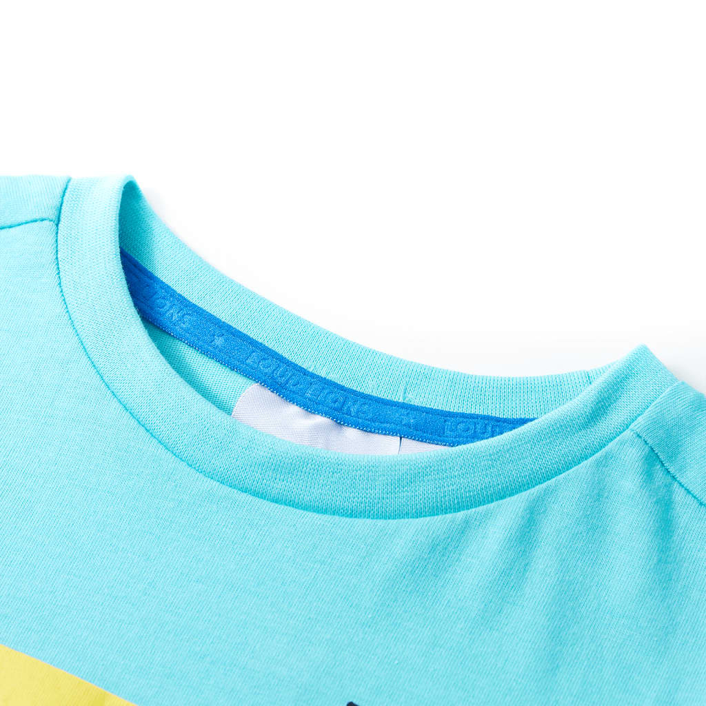 T-shirt de manga curta para criança ciano 92