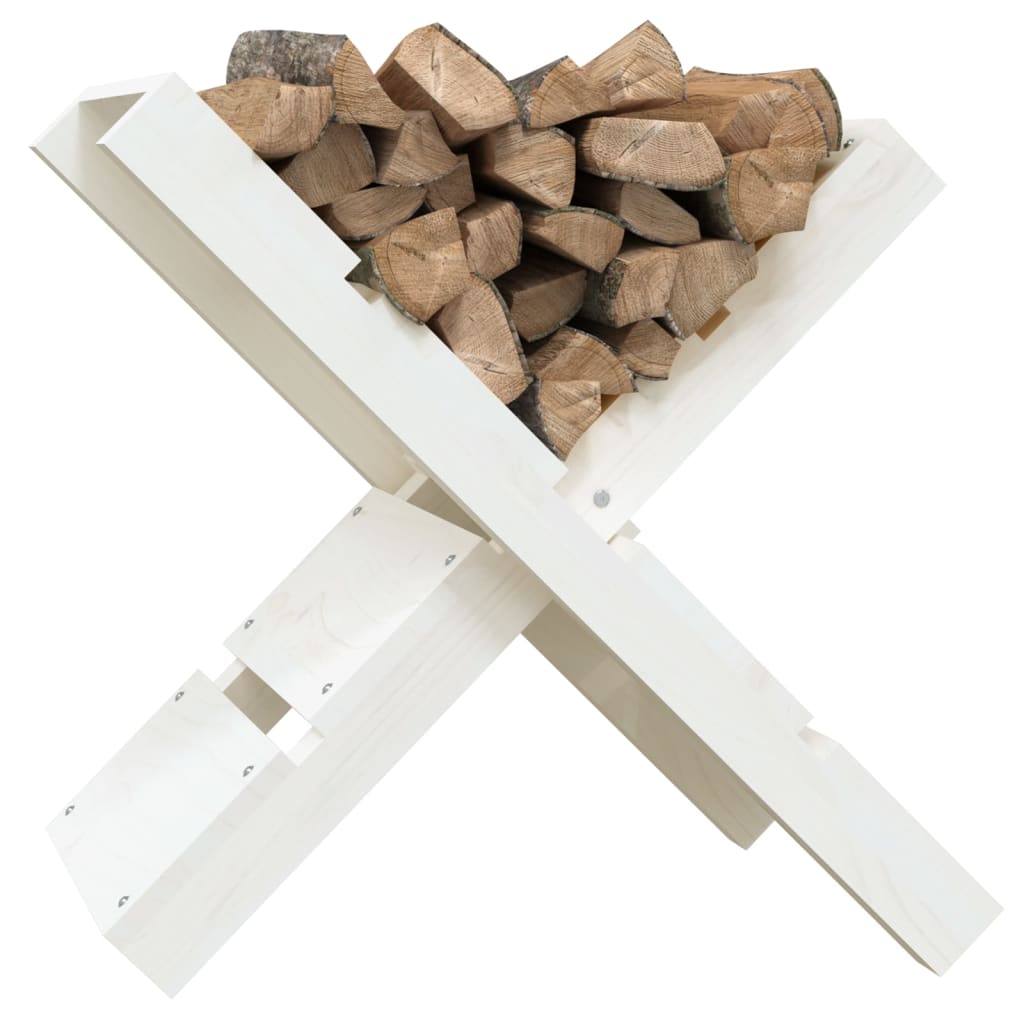 vidaXL Suporte de lenha 47x39,5x48 cm madeira de pinho maciça branco