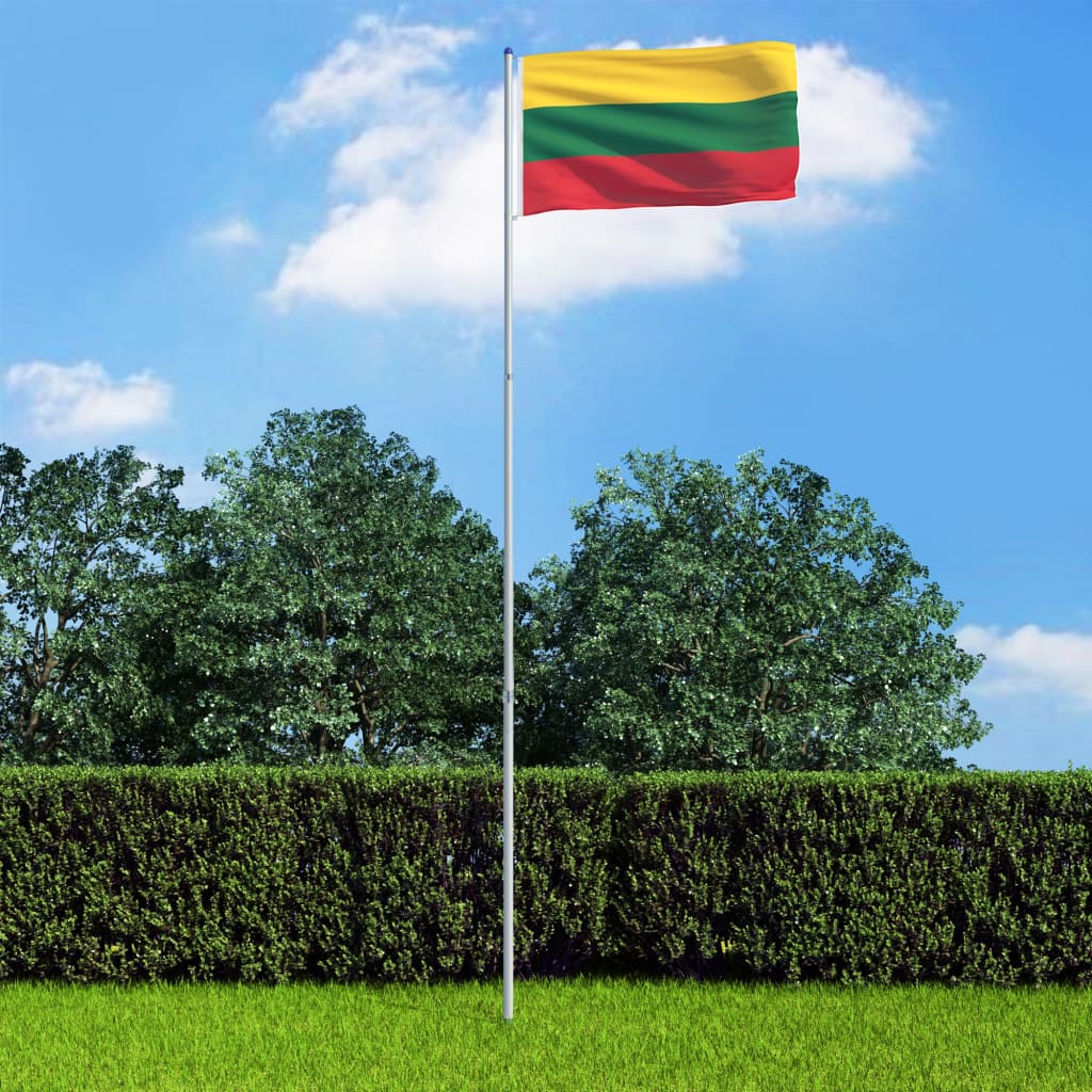 vidaXL Bandeira da Lituânia com mastro de alumínio 6 m
