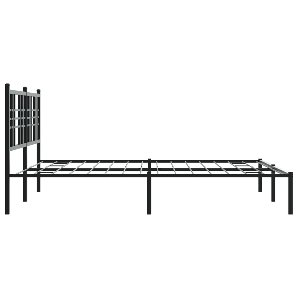 vidaXL Estrutura de cama em metal com cabeceira 150x200 cm preto