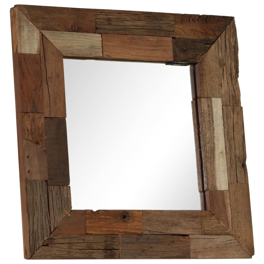 vidaXL Espelho em madeira recuperada maciça 50x50 cm